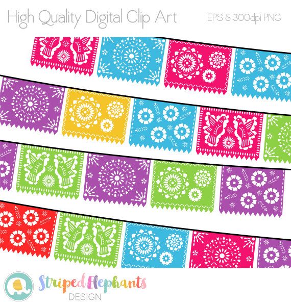570x598 Papel Picado Clipart, Digital Fiesta Mexican Banners Clip Art