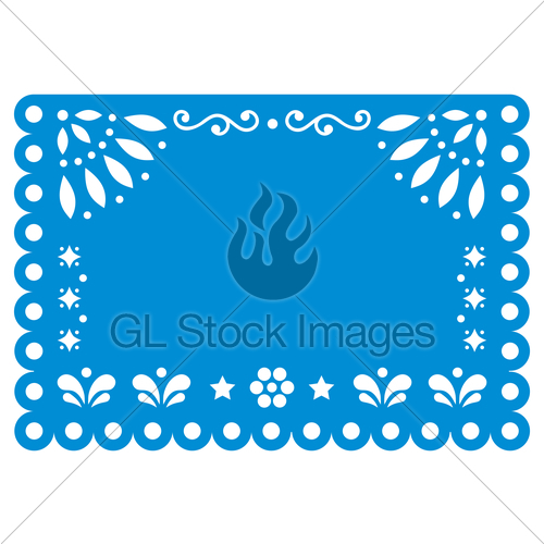 500x500 Papel Picado Vector Template Design In Blue With No Text, Gl