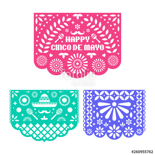 500x500 Papel Picado Set, Mexican Paper Decorations For Cinco De Mayo