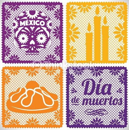 415x416 Da De Muertos Set Papel Picado Vector
