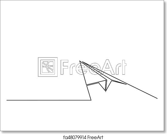 560x470 Free Art Print Of Continuous Line Drawing Of Paper Airplane