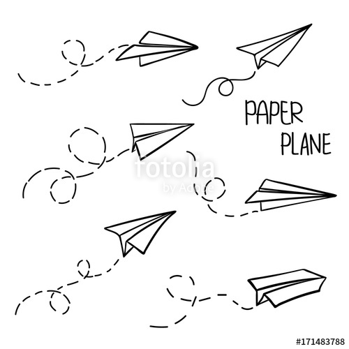 500x500 Vector Paper Airplane Travel, Route Symbol Set Of Vector