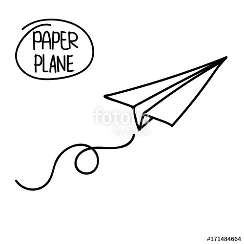 500x500 Vector Paper Airplane Travel, Route Symbol Vector Illustration