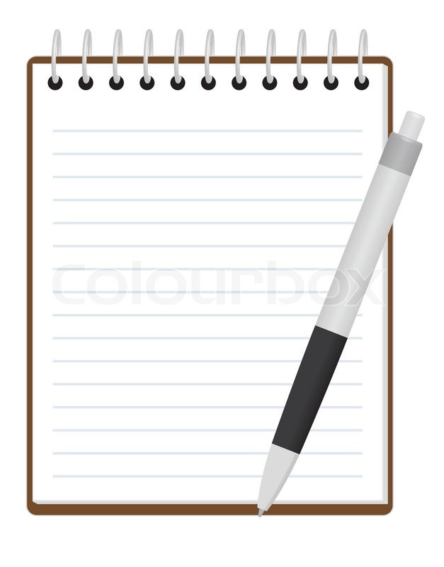 627x800 Notepad With Pen Vector Illustration Stock Vector Colourbox