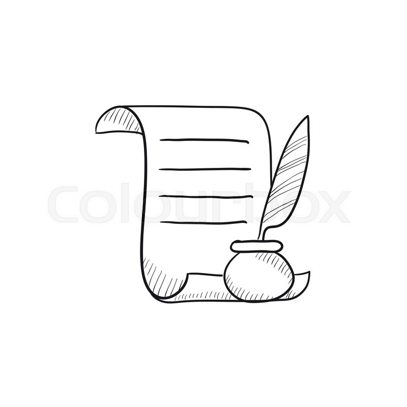 800x800 Paper Scroll With Feather Pen Vector Stock Vector Colourbox