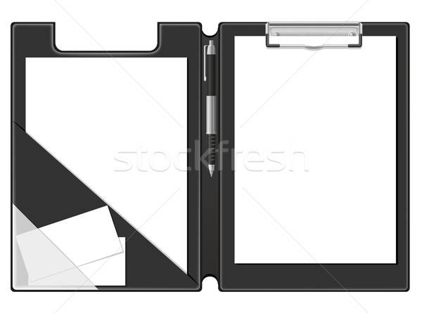 600x446 Clipboard Folder Blank Sheet Of Paper And Pen Vector Illustratio