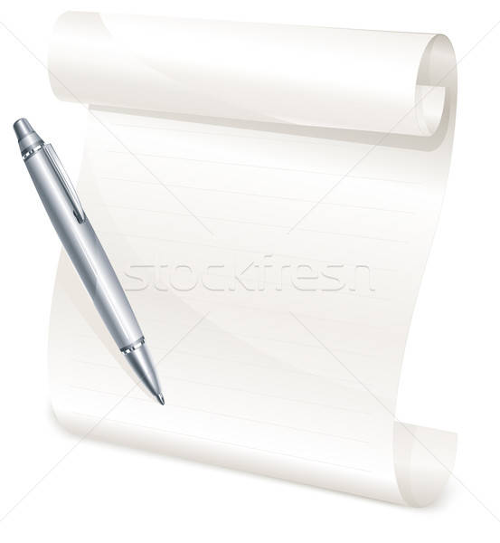 553x600 Scroll Yellow Paper With Grey Pen Vector Illustration Vadym