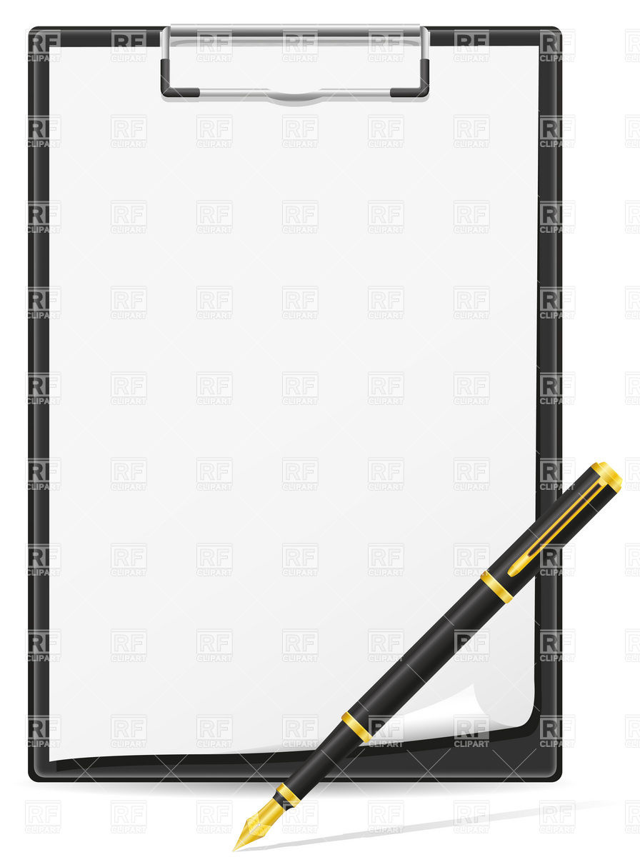 896x1200 Clipboard Blank Sheet Of Paper And Pen Vector Image Of Objects