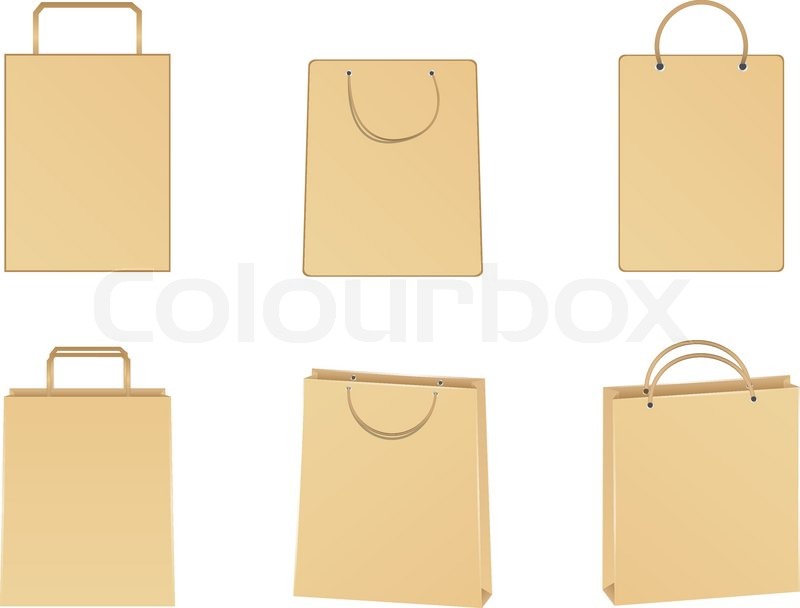 800x608 Set Of Vector Paper Bags On White Stock Vector Colourbox