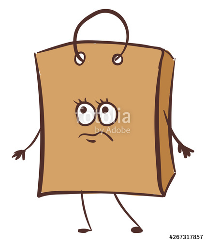 426x500 Emoji Of A Sad Brown Paper Bag, Vector Or Color Illustration