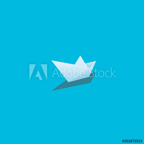 500x500 Paper Boat Vector Illustration On Bright Cyan Background Symbol