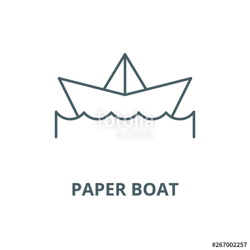 500x500 Paper Boat Vector Line Icon, Outline Concept, Linear Sign Stock