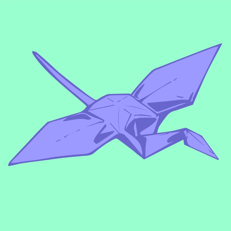 794x794 Origami Crane Digital Vector Line Art Clip Art Download
