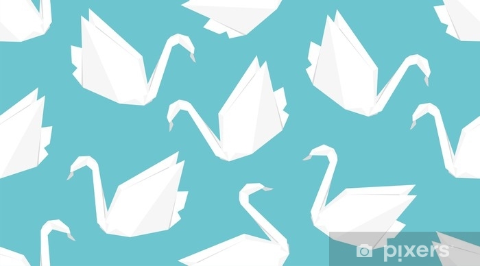 700x388 Origami Crane Bird Seamless Pattern Japanese Vector Ornament