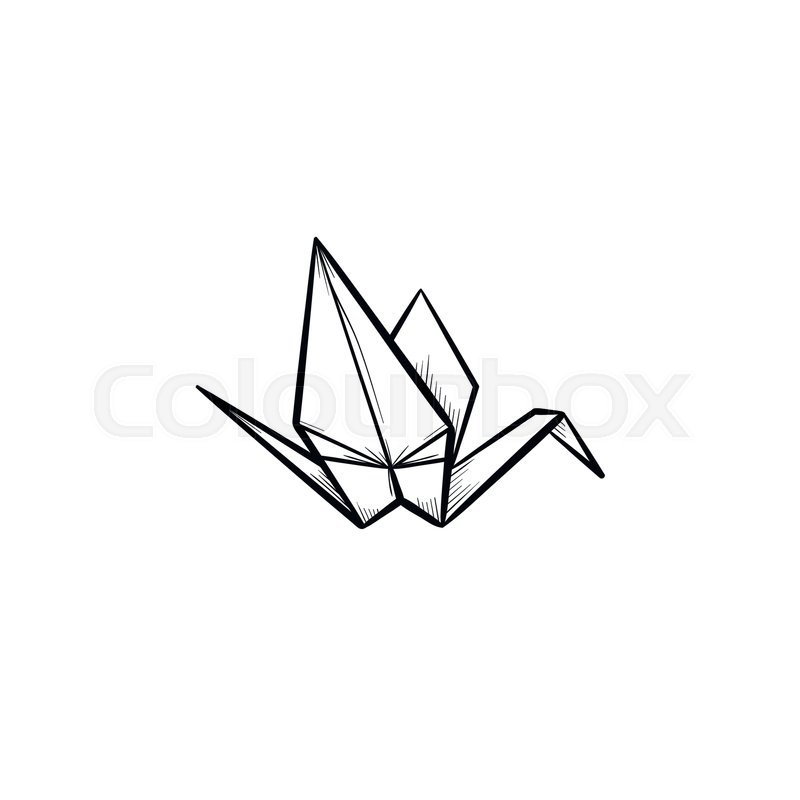 800x800 Origami Crane Hand Drawn Outline Stock Vector Colourbox