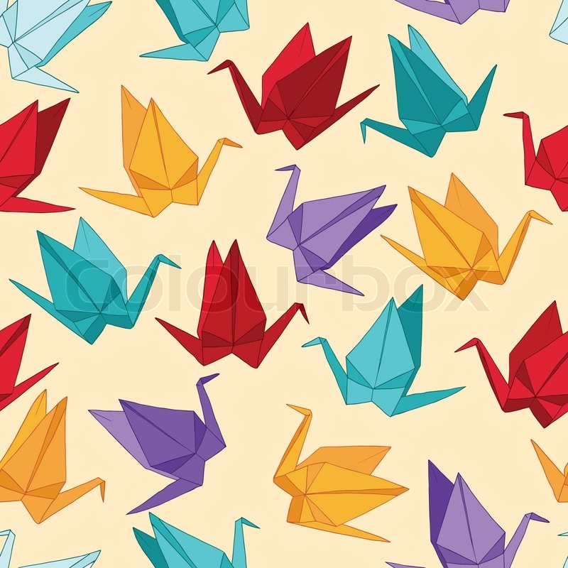 800x800 Origami Crane Vector Seamless Pattern Stock Vector Colourbox