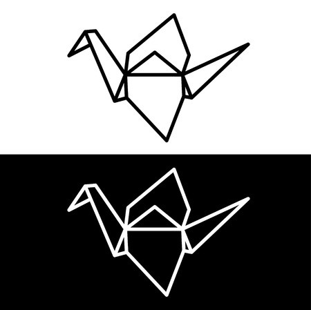 450x449 Origami Paper Crane Symbol On White And Black Background Simple