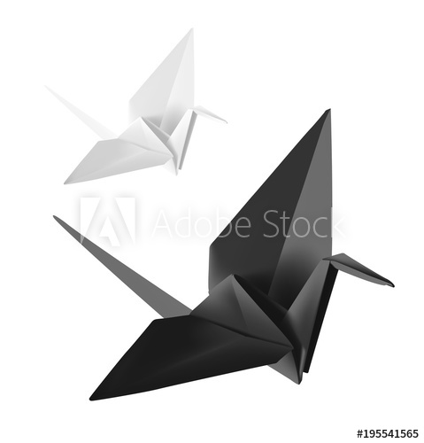 479x500 Set Of Origami Paper Crane Vector Illustration On White