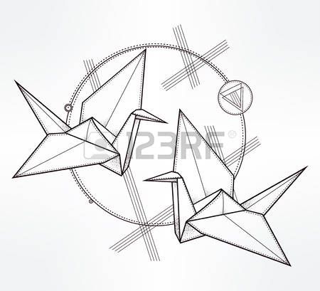 450x409 Origami Crane Origami Crane Birds Paper Crane Stylized Triangle