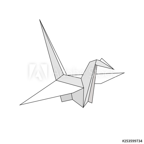 500x500 Flat Paper Cranes Or Origami Isolated On White Background Vector