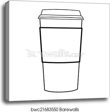 Paper Coffee Cup Outline Vector, Canvas Print Barewalls Posters 382x390 Paper Coffee Cup Outline Vector, Canvas Print Barewalls Posters
