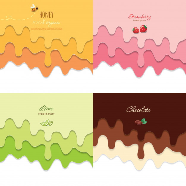 626x626 Melted Flowing Backgrounds Set Paper Cut Out Layers Vector