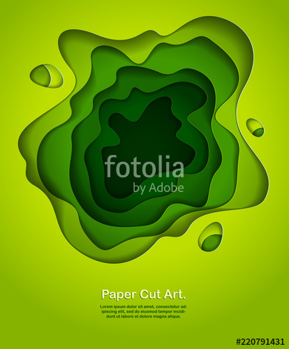 414x500 Abstract Green Paper Cutout Curvy Shapes Layered, Vector