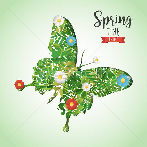 600x600 Spring Time Butterfly Paper Cutout Greeting Card Vector
