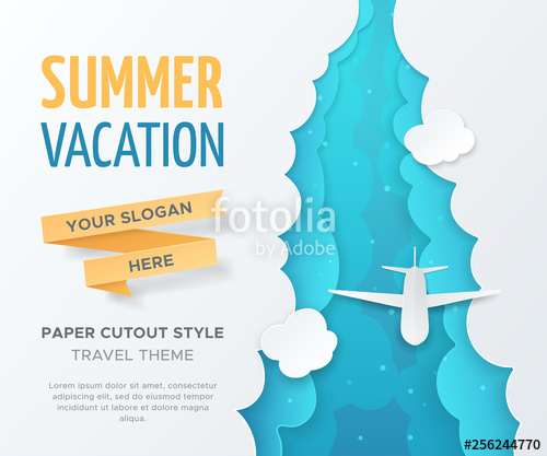 500x417 Vector Travel Landscape With Realistic Paper Cut Out Objects