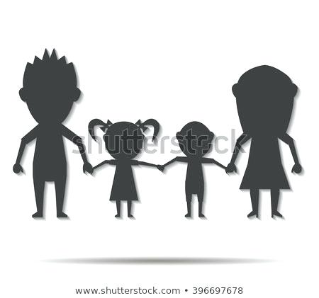 450x421 Dolls Family Double Shadow Icon Vector Paper Doll Portrait