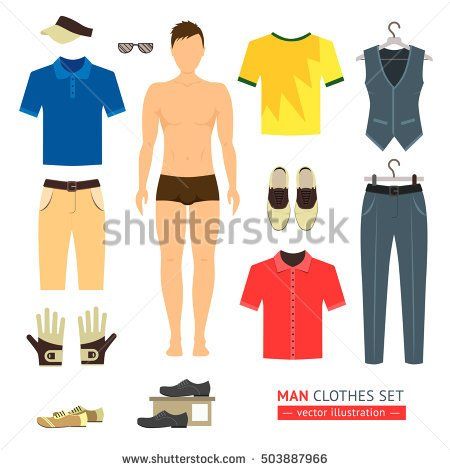 450x470 Man Or Boy Clothes Set Like Model Doll Vector Flat Cartoon