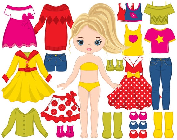 570x451 Paper Doll Clipart Vector Dress Doll Clipart Girl Clipart Etsy