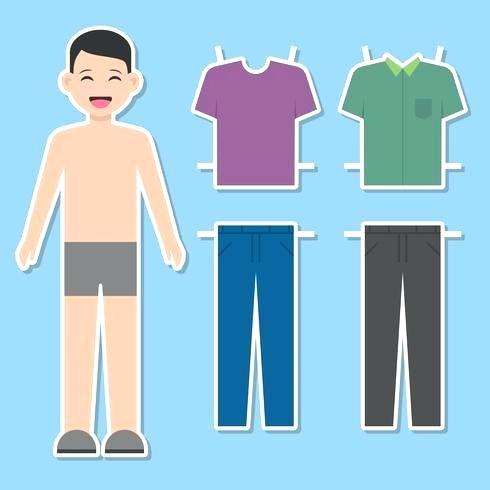 490x490 Paper Doll Man Template Vector Illustration Male