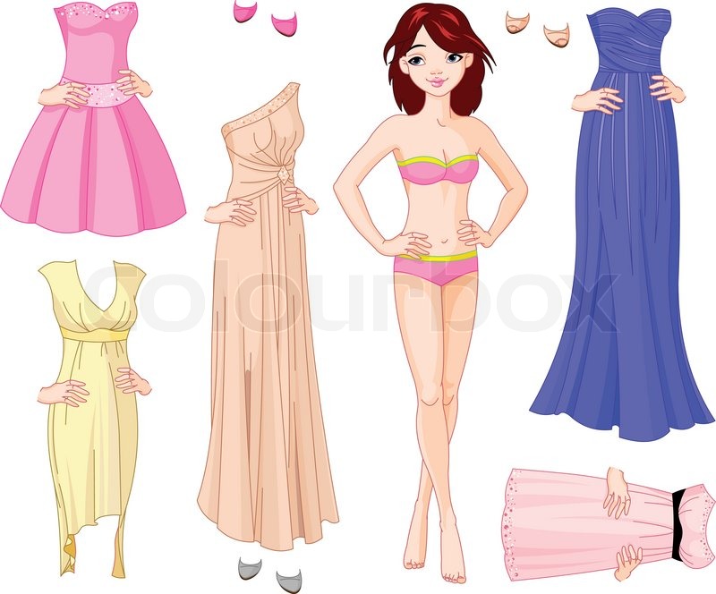800x664 Paper Doll With Different Evening Stock Vector Colourbox