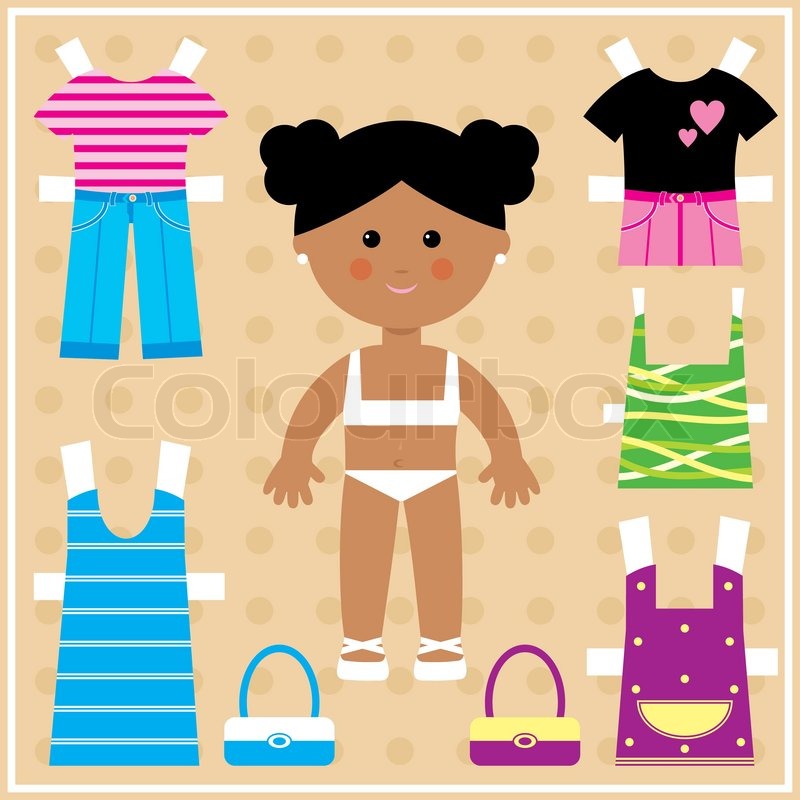 800x800 Paper Doll With Clothes Set Stock Vector Colourbox