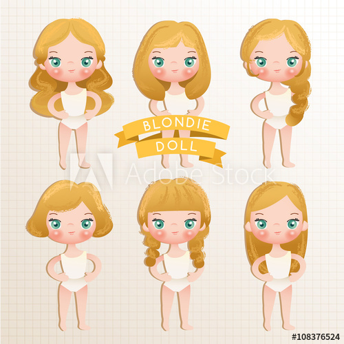 500x500 Set Of Cute Paper Doll Vector Illustration