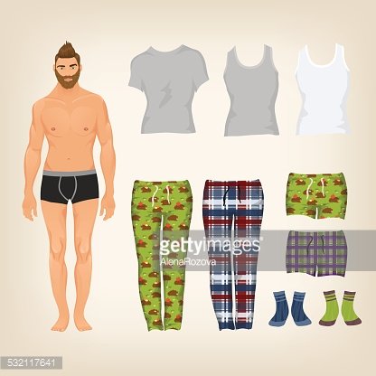 416x416 Vector Dress Up Male Paper Doll Premium Clipart