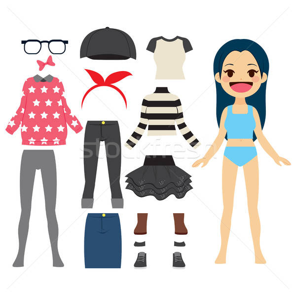 600x600 Cute Cheerful Paper Doll Vector Illustration Kakigori