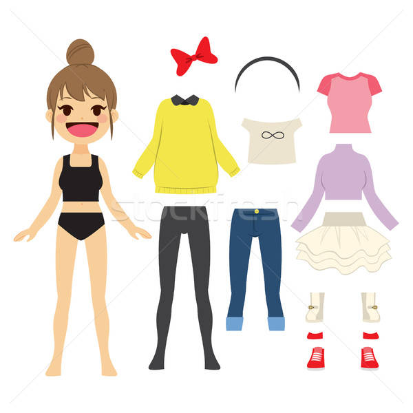 600x600 Cute Paper Doll Vector Illustration Kakigori