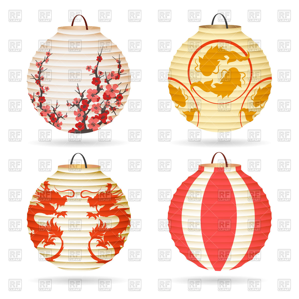 1200x1200 Japanese Paper Lantern Set Vector Image Of Objects Vectortatu