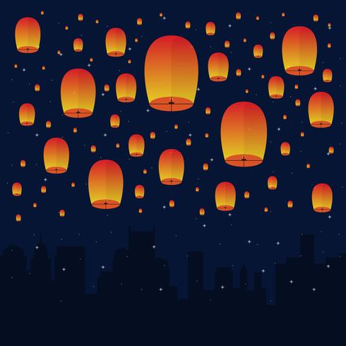490x490 Sky Lantern In The Night Sky Illustration