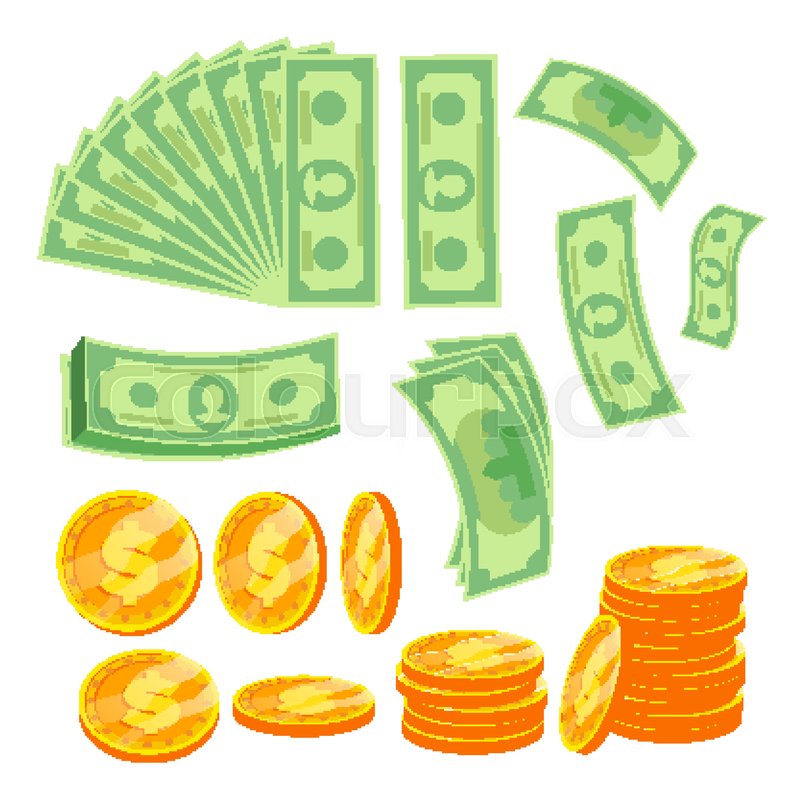 800x800 Paper Money And Coins Vector Stock Vector Colourbox
