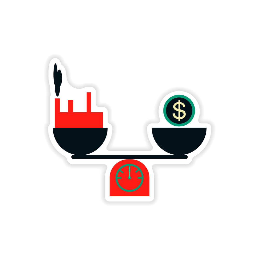 1000x1000 Stylish Sticker On Paper Money Building Scales Vector