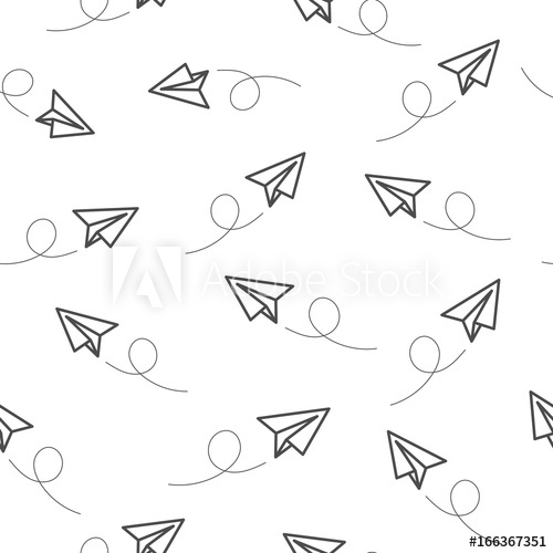500x500 Paper Plane Vector Line Style Seamless Pattern Background Vector