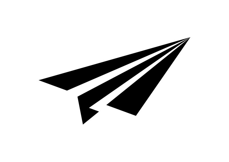 800x566 Simple Black Paper Plane Vector Icon