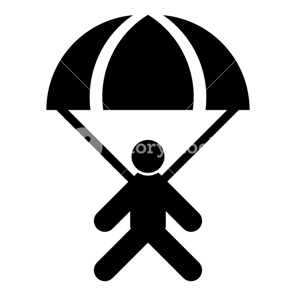 1000x1000 Parachute Jumper Icon Black Color Vector Illustration Flat Style