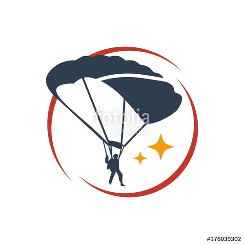 500x500 Parachuting, Hang Gliding, Paragliding, Skydiving Logo Illstration