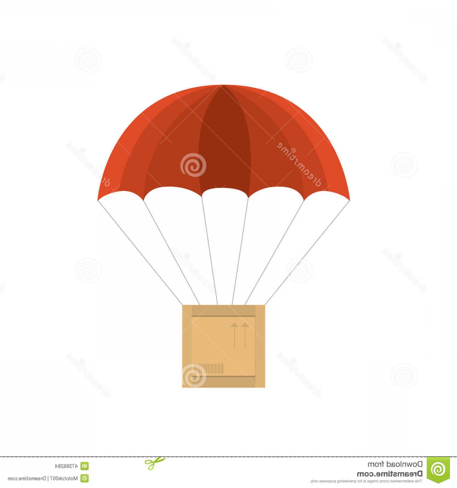 1560x1668 Stock Illustration Vector Illustration Crate Red Parachute Wooden