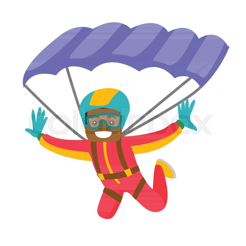 800x800 Black Man Flying With A Parachute Stock Vector Colourbox