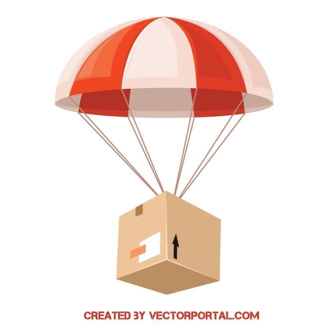 660x660 Cardboard Box Delivery With Parachute Vector Shopping Vectors